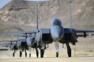A group of F-15E Strike Eagles at Uvda Air Force Base, Israel A group of F-15E Strike Eagles at Uvda Air Force Base, Israel