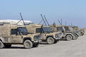 Images Dated 4th January 2005: A group of Snatch Land Rover patrol vehicles used by the British Army