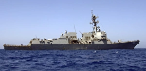 The guided-missile destroyer USS James E. Williams conducting operations in the Red Sea The guided-missile destroyer USS James E. Williams conducting operations in the Red Sea