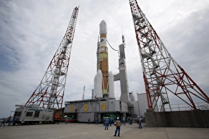 The H-IIB rocket on the launch pad at Tanegashima Space Center in Japan The H-IIB rocket on the launch pad at Tanegashima Space Center in Japan