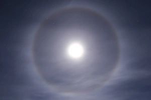 Halo around full moon taken near Gleichen, Alberta, Canada Halo around full moon taken near Gleichen, Alberta, Canada