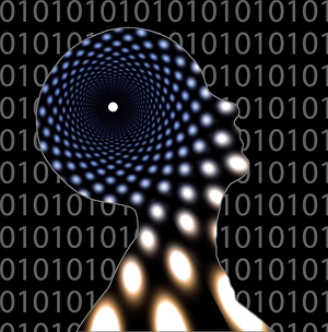 Artificial Intelligence Image Prints: Head and binary code