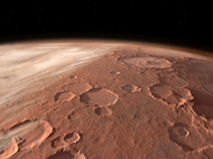Heavily cratered highlands on the surface of Mars Heavily cratered highlands on the surface of Mars