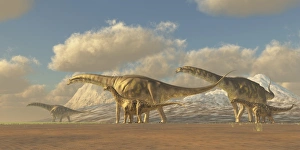 <b class=qtipBold><figcaption>A herd of Argentinosaurus dinosaurs</figcaption></b><br>A herd of Argentinosaurus dinosaurs walk towards more fertile vegetation to eat, and water to drink.<br><em>© Corey Ford/Stocktrek Images</em> A herd of Argentinosaurus dinosaurs