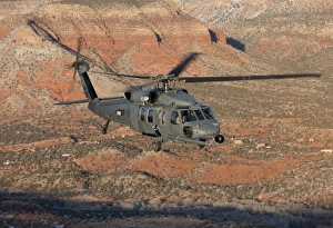 An HH-60G Pave Hawk flies a low level route over New Mexico An HH-60G Pave Hawk flies a low level route over New Mexico