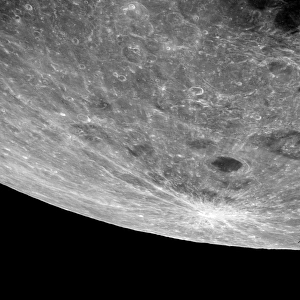 High altitude oblique view of the lunar surface High altitude oblique view of the lunar surface
