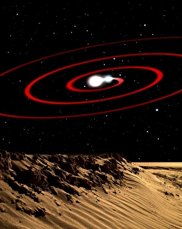 Illustration of two stars that have moved so close that each becomes tidally warped Illustration of two stars that have moved so close that each becomes tidally warped