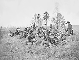 Infantry resting from drills during the American Civil War Infantry resting from drills during the American Civil War
