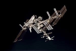 The International Space Station and docked space shuttle Endeavour