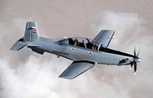 An Iraqi Air Force T-6 Texan trainer aircraft over Tikrit, Iraq An Iraqi Air Force T-6 Texan trainer aircraft over Tikrit, Iraq