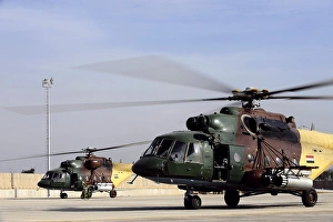 Two Iraqi Mi-17 Hip Helicopters conduct an aeromedical evacuation mission Two Iraqi Mi-17 Hip Helicopters conduct an aeromedical evacuation mission