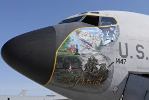 A KC-135 Stratotankerdisplaying patriotic nose art A KC-135 Stratotankerdisplaying patriotic nose art