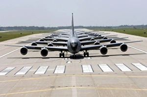 Six KC-135 Stratotankers demonstrate the elephant walk formation Six KC-135 Stratotankers demonstrate the elephant walk formation