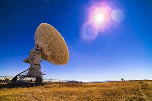 The Very Large Array radio telescope under moonlight in New Mexico The Very Large Array radio telescope under moonlight in New Mexico