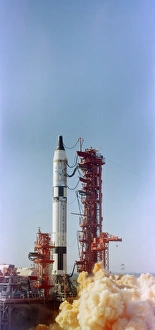 Launch view of the Gemini-Titan 3 mission, Cape Canaveral, Florida Launch view of the Gemini-Titan 3 mission, Cape Canaveral, Florida