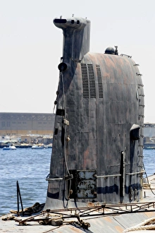 A Libyan Navy Foxtrot-class military submarine moored to the pier in Benghazi, Libya A Libyan Navy Foxtrot-class military submarine moored to the pier in Benghazi, Libya