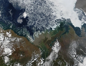 The Mackenzie River empties into Mackenzie Bay in Northern Canada The Mackenzie River empties into Mackenzie Bay in Northern Canada