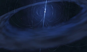 A Magnetar, a very small, compact neutron star that periodically emits light A Magnetar, a very small, compact neutron star that periodically emits light