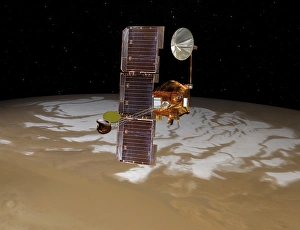 Mars Odyssey spacecraft passes above Mars south pole Mars Odyssey spacecraft passes above Mars south pole