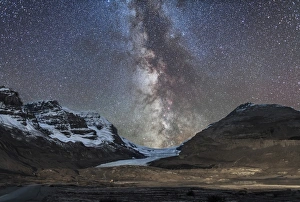 Milky Way over Athabasca Glacier in Jasper National Park, Canada Milky Way over Athabasca Glacier in Jasper National Park, Canada
