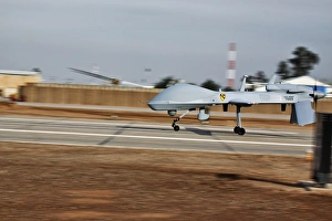 An MQ-1C Sky Warrior UAV lands at Camp Taji, Iraq An MQ-1C Sky Warrior UAV lands at Camp Taji, Iraq