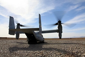 An MV-22 Osprey sits outside a forward operating base in Afghanistan An MV-22 Osprey sits outside a forward operating base in Afghanistan