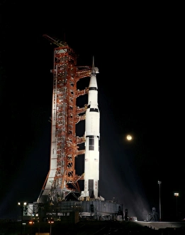 Nighttime view of the Apollo 12 space vehicle Nighttime view of the Apollo 12 space vehicle