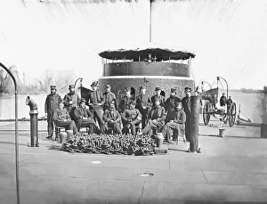 Officers on deck of monitor on James River during the American Civil War Officers on deck of monitor on James River during the American Civil War