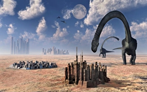 Omeisaurus dinosaurs come into contact with an advanced prehistoric civilization Omeisaurus dinosaurs come into contact with an advanced prehistoric civilization