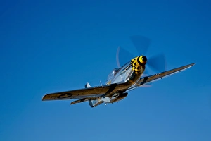 A P-51D Mustang Kimberly Kaye in flight near Chino, California A P-51D Mustang Kimberly Kaye in flight near Chino, California