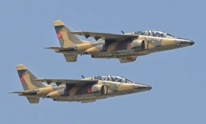 A pair of Royal Moroccan Air Force Alpha Jets in flight over Morocco A pair of Royal Moroccan Air Force Alpha Jets in flight over Morocco