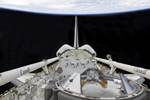 A partial view of Space Shuttle Endeavours payload bay A partial view of Space Shuttle Endeavours payload bay