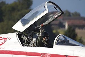 Pilot waves from the cockpit of an F-5E Tiger II Pilot waves from the cockpit of an F-5E Tiger II