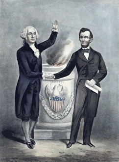 President Washington and President Lincoln shaking hands President Washington and President Lincoln shaking hands