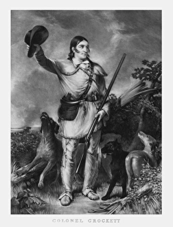 Print of folk hero and frontiersman Davy Crockett Print of folk hero and frontiersman Davy Crockett