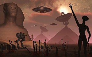 Flying Saucers Gallery: Pyramids used as communication centers on an alien world