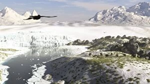 A receding glacial scene circa 18, 000 years ago