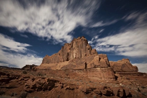 Red rock formation illuminatd by moonlight in Arches National Park, Utah Red rock formation illuminatd by moonlight in Arches National Park, Utah