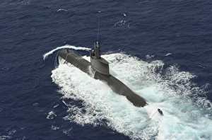 Republic of Korea submarine ROKS Lee Eokgi transits on the surface in Pearl Harbor Republic of Korea submarine ROKS Lee Eokgi transits on the surface in Pearl Harbor