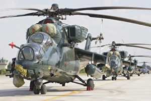 Row of Azerbaijan Air Force Mi-35 helicopters Row of Azerbaijan Air Force Mi-35 helicopters