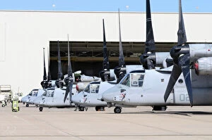 Airbase Gallery: Row of U.S. Marine Corps MV-22B Osprey aircraft at MCAS Miramar