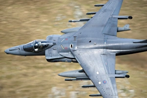 A Royal Air Force Harrier GR9 flying low over North Wales A Royal Air Force Harrier GR9 flying low over North Wales