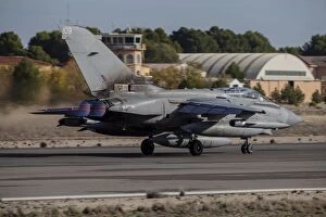 A Royal Air Force Tornado GR4 taking off from Albacete Air Base, Spain