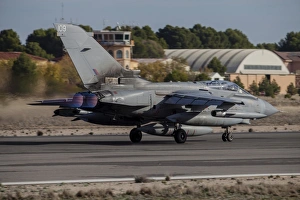 A Royal Air Force Tornado GR4 taking off from Albacete Air Base, Spain A Royal Air Force Tornado GR4 taking off from Albacete Air Base, Spain