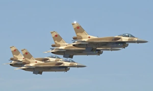Royal Moroccan Air Force F-16 Block 52+ aircraft flying above Morocco Royal Moroccan Air Force F-16 Block 52+ aircraft flying above Morocco