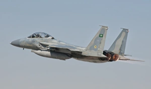 A Royal Saudi Air Force F-15 in flight over Spain A Royal Saudi Air Force F-15 in flight over Spain