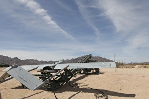 An RQ-7 Shadow unmanned aerial vehicle positioned on its catapult An RQ-7 Shadow unmanned aerial vehicle positioned on its catapult