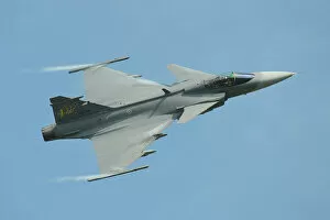 Images Dated 29th March 2013: A Saab JAS 39 Gripen C of the Royal Thai Air Force in flight