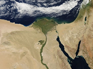Satellite view of Cairo, Egypt, and the valley of the Nile River Satellite view of Cairo, Egypt, and the valley of the Nile River