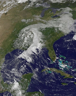 Satellite view of a cold front in the United States Satellite view of a cold front in the United States